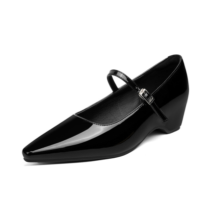 Vカット ウェッジソール美脚メリージェーン