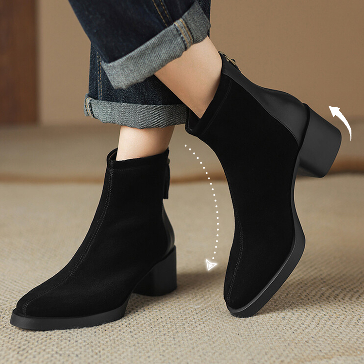 バックジップ スエード調ショートブーツ