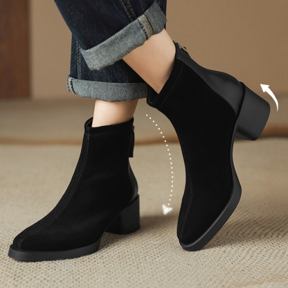 バックジップ スエード調ショートブーツ