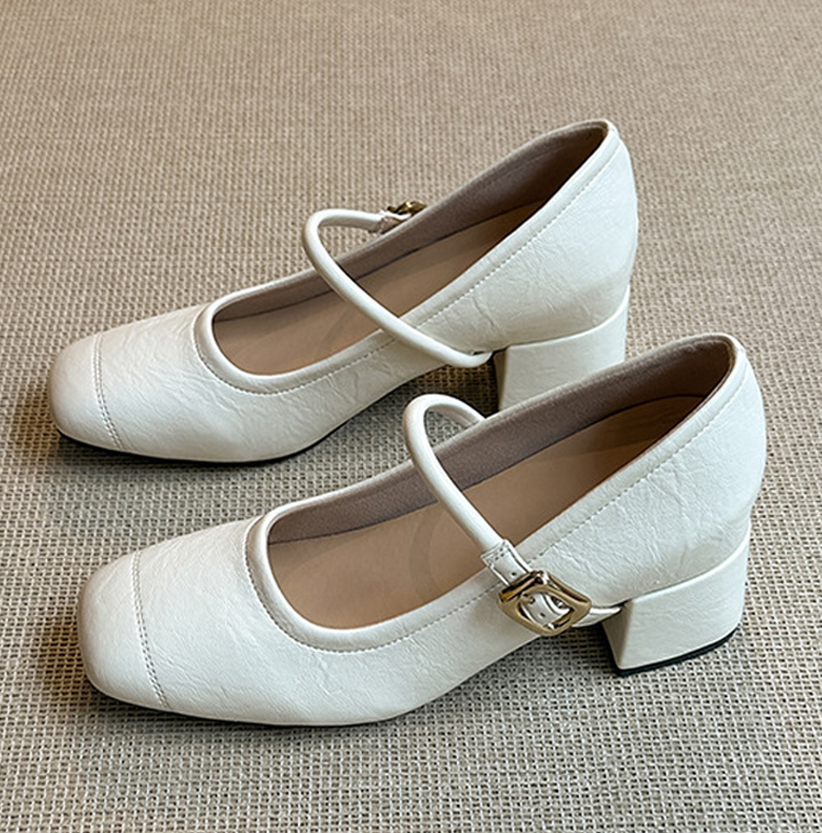 KENPOGEN ストラップパンプス スクエアトゥパンプス インヒール 7.5cmUP 歩きやすく疲れない