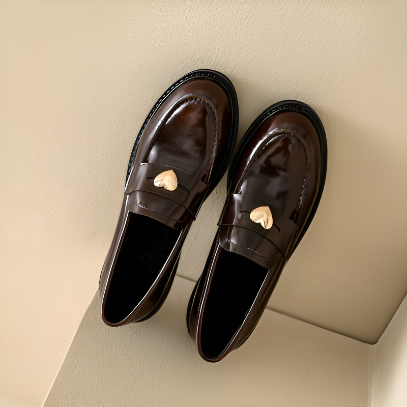 KENPOGEN コインローファー 牛革 手作り ハート飾り 5.5cmUP 歩きやすい きれいめ