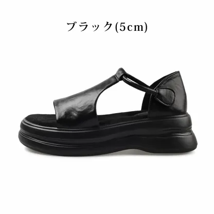 厚底Tストラップサンダル