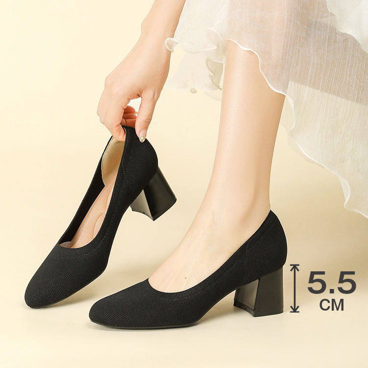 リボンモチーフ 美脚ニットパンプス