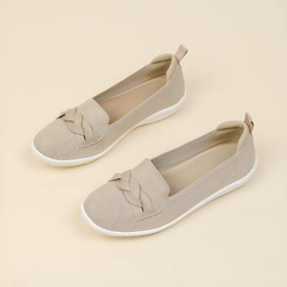 リボンモチーフ ニットウェッジローファー