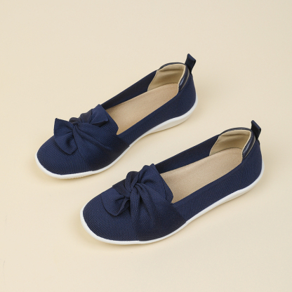 リボンデザイン 軽量ニットコンフォートシューズ