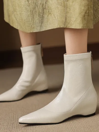 KENPOGEN ストレッチブーツ インヒール ポインテッドトゥ 4.5cmUP バックファスナー 履きやすい 細見え 通常タイプ・裏起毛 秋冬