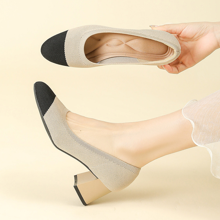 リボンモチーフ 美脚ニットパンプス