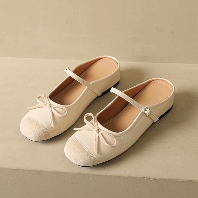 リボン付きシルバー厚底ミュール