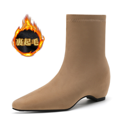 スクエアトゥ ストレッチブーツ