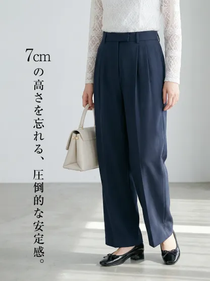 【走れる7cmヒール】KENPOGEN バレエシューズ スクエアトゥパンプス インヒール 安定感 痛くない 通勤 入学式