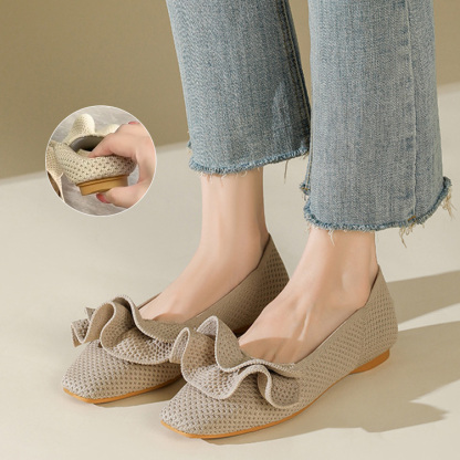 大胆フリル スクエアトゥニットパンプス