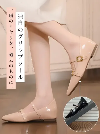 KENPOGEN ポインテッドトゥパンプス インヒールパンプス 5cmUP ダブルストラップ 脱げにくい