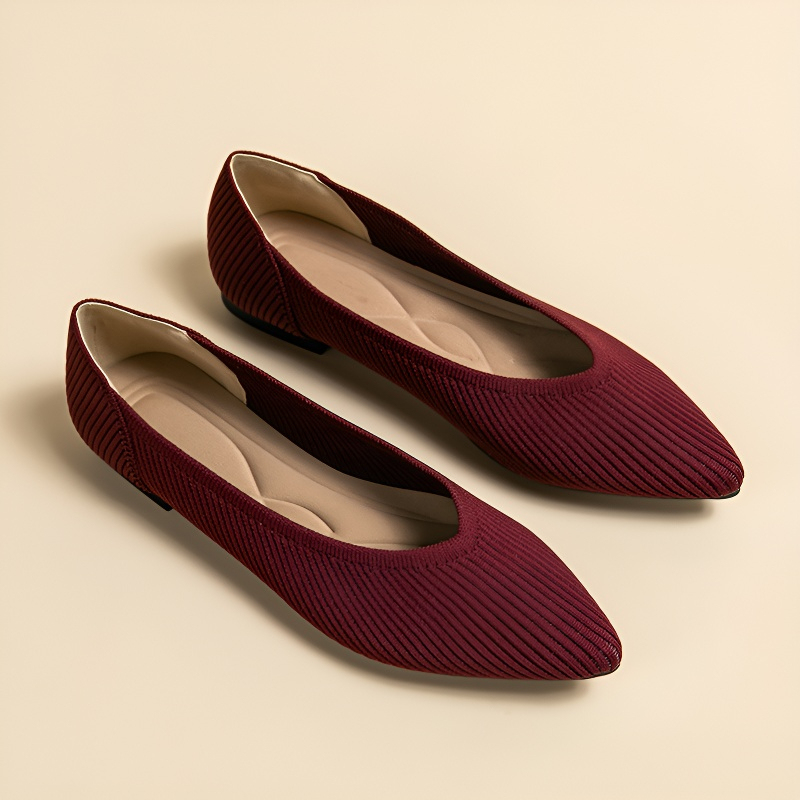 ポインテッドトゥ ニットフラットパンプス