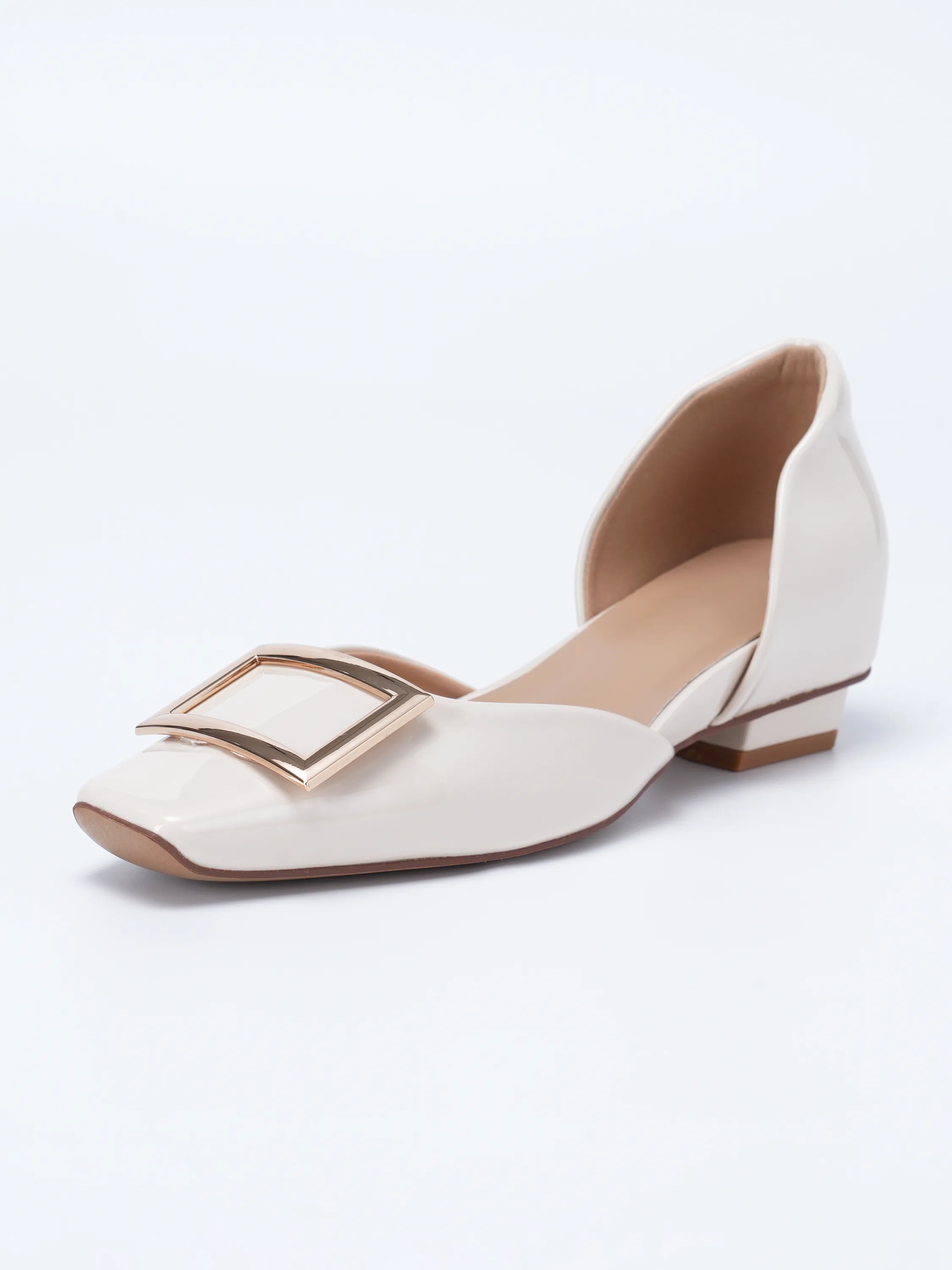 【上品なツヤ感で高見え】KENPOGEN バックルパンプス サイドオープン スクエアトゥ 5cmUP エナメル インヒール 痛くない 春夏 通勤 結婚式