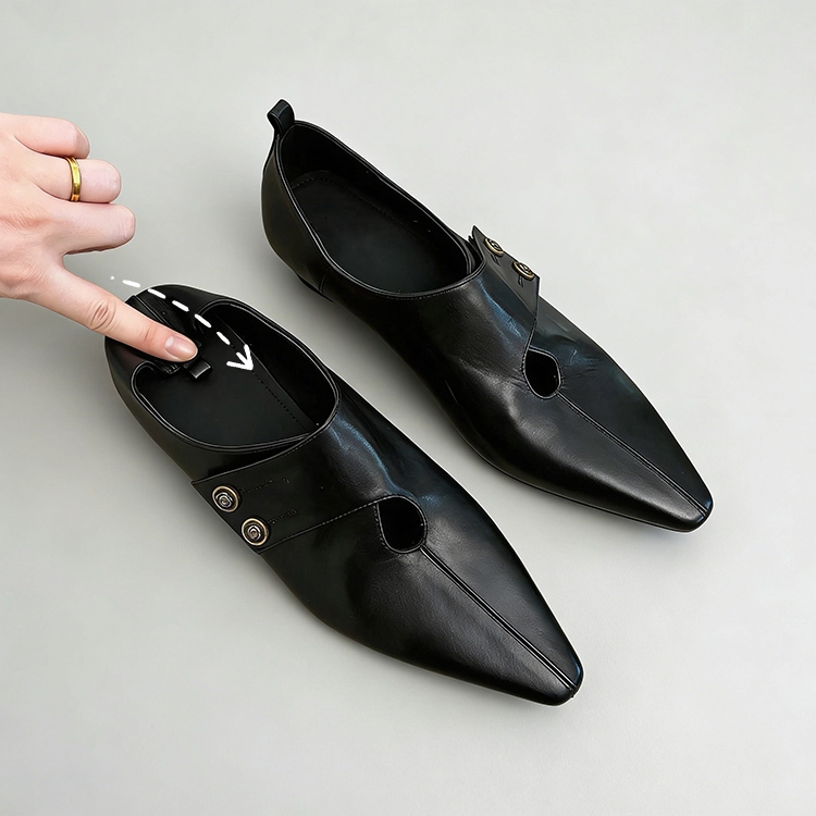 KENPOGEN メリージェーンパンプス 2cmヒール ポインテッドトゥ バックル付き 歩きやすい 疲れにくい ブラック 通勤 カジュアル