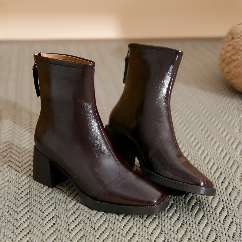 チャンキーヒール シンプルストレッチブーツ