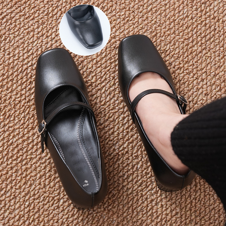 【外反母趾・幅広に優しい】KENPOGEN スクエアトゥ マリージェーン パンプス 5cmヒール 疲れにくい 安定感 チャンキーヒール 脱げない カジュアル フォーマル