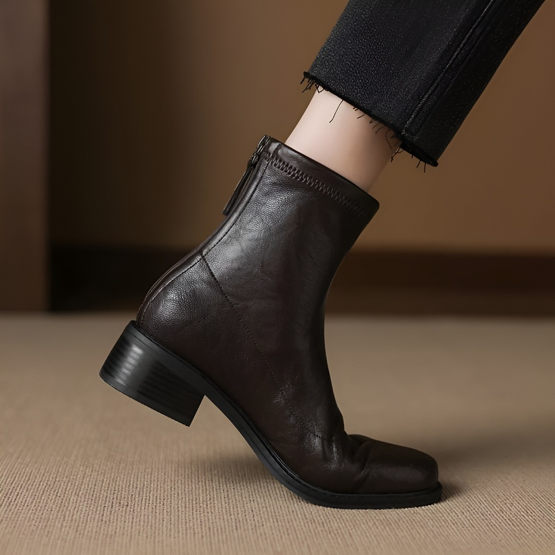 チャンキーヒール ストレッチブーツ