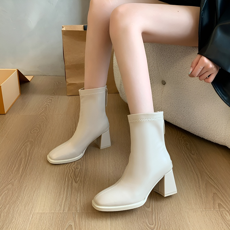 スクエアトゥ 美脚ストレッチブーツ
