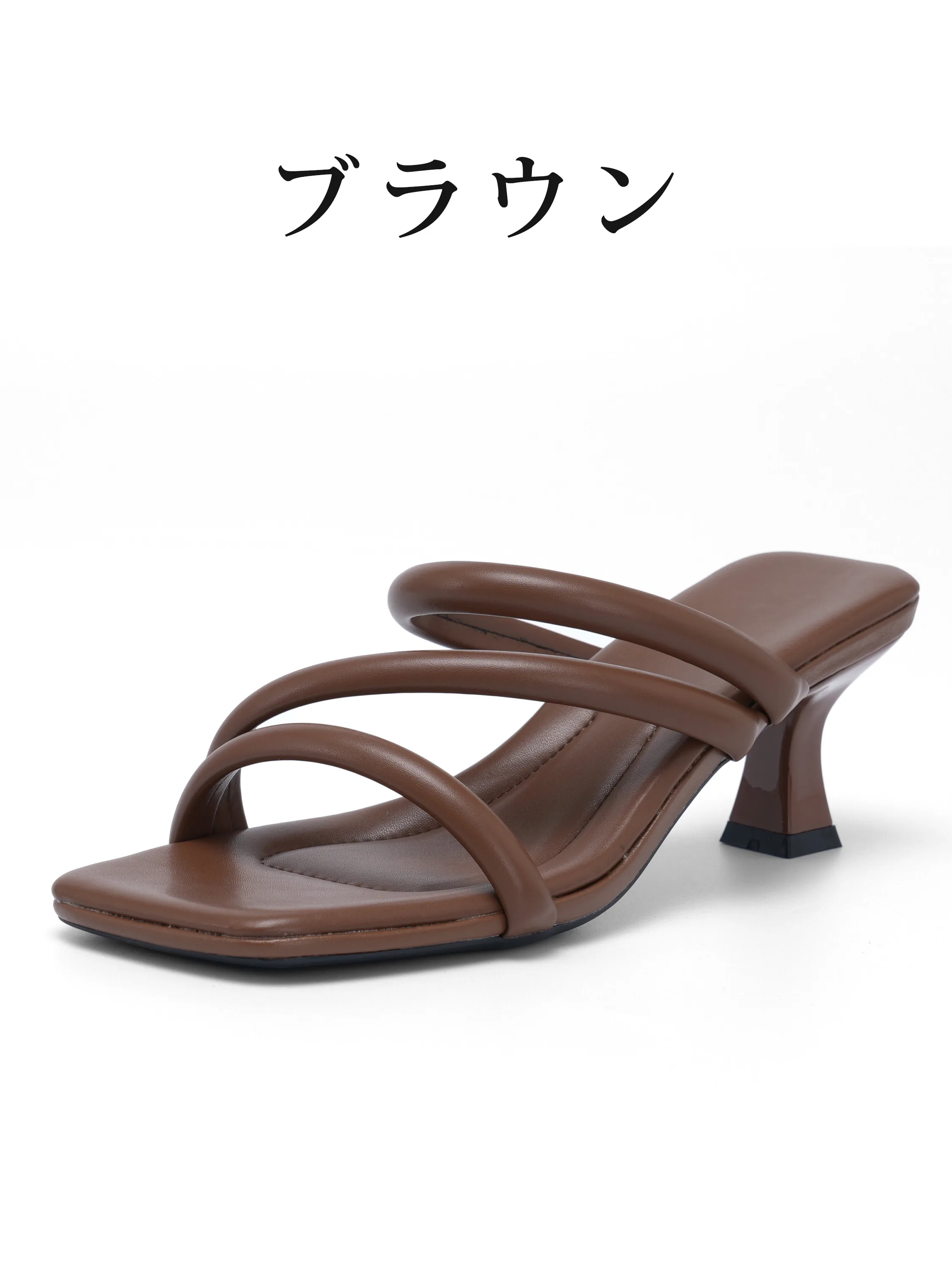 KENPOGEN ミュールサンダル レディース ブラウン スクエアトゥ ナチュラルで上品な印象の夏サンダル