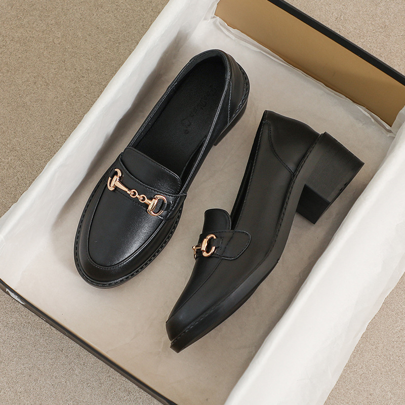 チャンキーヒール ビットローファー