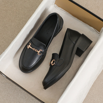 チャンキーヒール ビットローファー