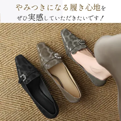 KENPOGEN バックルローファー 牛革 手作り 5cmUP スクエアトゥ 柔らかい 疲れにくい 通勤