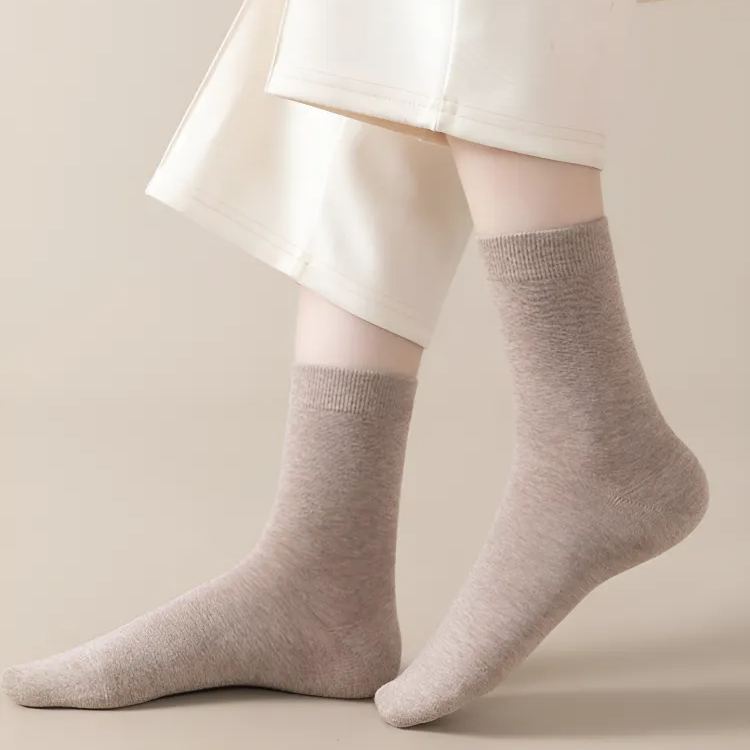 KENPOGEN 綿100%靴下 クルーソックス レディース 無地 柔らかい 毛玉ができにくい 蒸れにくい 5足セット