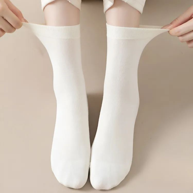 KENPOGEN 綿100%靴下 クルーソックス レディース 無地 柔らかい 毛玉ができにくい 蒸れにくい 5足セット