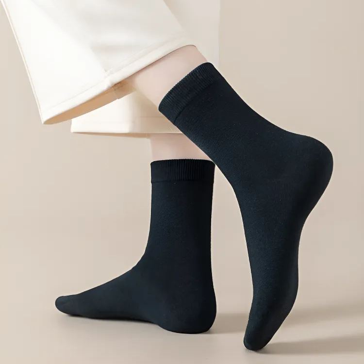 KENPOGEN 綿100%靴下 クルーソックス レディース 無地 柔らかい 毛玉ができにくい 蒸れにくい 5足セット