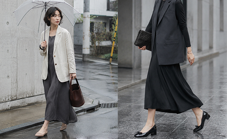 晴雨兼用の黒ローファー レディース｜梅雨の通勤に使いやすい防水シューズ
