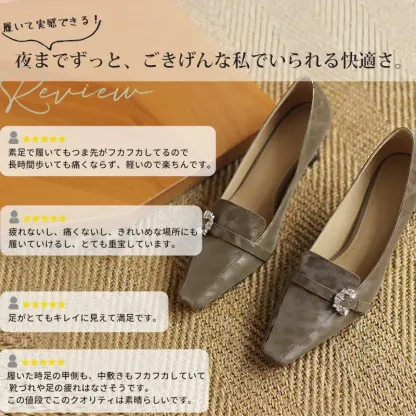 KENPOGEN バックルローファー 牛革 手作り 5cmUP スクエアトゥ 柔らかい 疲れにくい 通勤