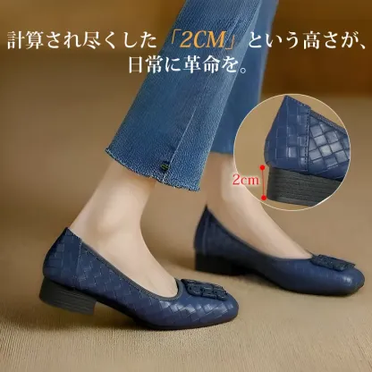 KENPOGEN バックルパンプス スクエアトゥ 編み込み 星モチーフ 2cmヒール 疲れにくい 走れる 通勤 フォーマル