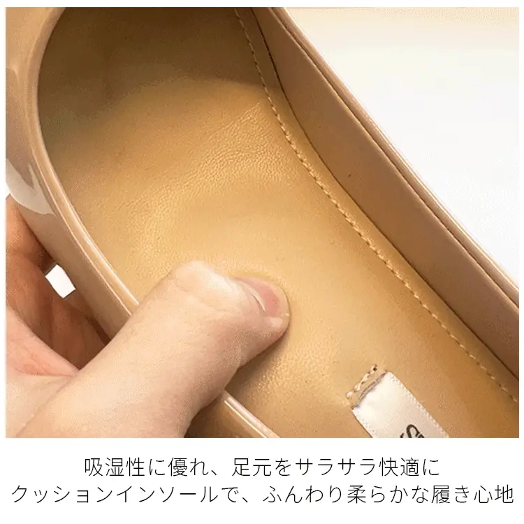 KENPOGEN メリージェーン靴 ポインテッドトゥ パンプス インヒール 7cmUP 脚長効果抜群 歩きやすい