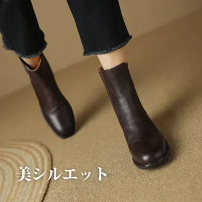 KENPOGEN チェルシーブーツ レディース 牛革 3cmUP ファスナー付き 履きやすい 歩きやすい 秋冬 通勤