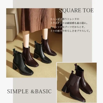 KENPOGEN ショートブーツ チェルシーブーツ 6cmUP サイドゴア チャンキーヒール 歩きやすい 秋冬 通勤