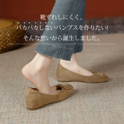 KENPOGEN バックルパンプス スクエアトゥ インヒール 4cmUP スエード 疲れにくい 美脚 通勤 オフィス