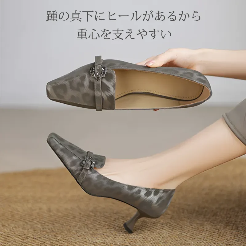 KENPOGEN バックルローファー 牛革 手作り 5cmUP スクエアトゥ 柔らかい 疲れにくい 通勤