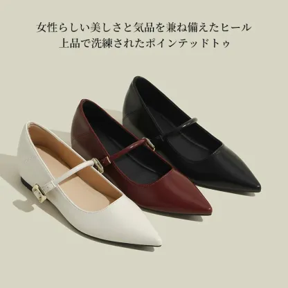KENPOGEN メリージェーン靴 ポインテッドトゥパンプス インヒール 5cmUP 歩きやすい 通勤