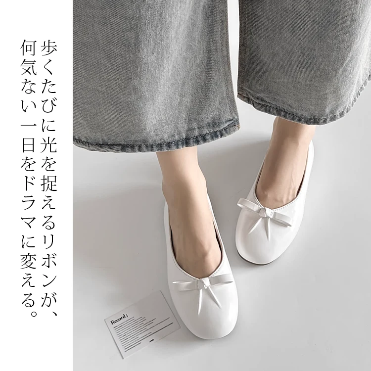 KENPOGEN バレエシューズ インヒールパンプス 5cmUP ラウンドトゥ 履きやすい 痛くない