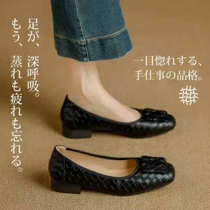 KENPOGEN バックルパンプス スクエアトゥ 編み込み 星モチーフ 2cmヒール 疲れにくい 走れる 通勤 フォーマル