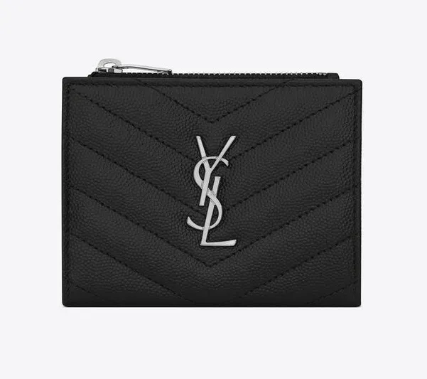 人気！★MONOGRAMブラックキルトレザージッパーのカードホルダーをテクスチャ