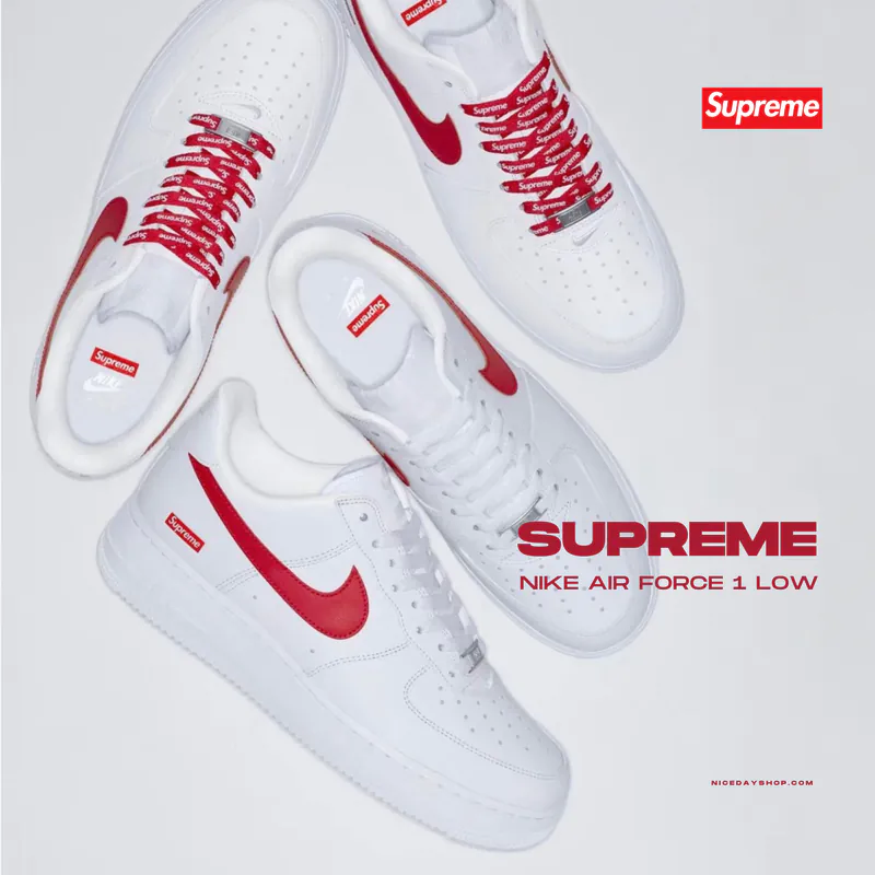 NICEDAY 代購 Supreme x Nike Air Force 1 聯名款 經典紅 大學紅 紅色 男款
