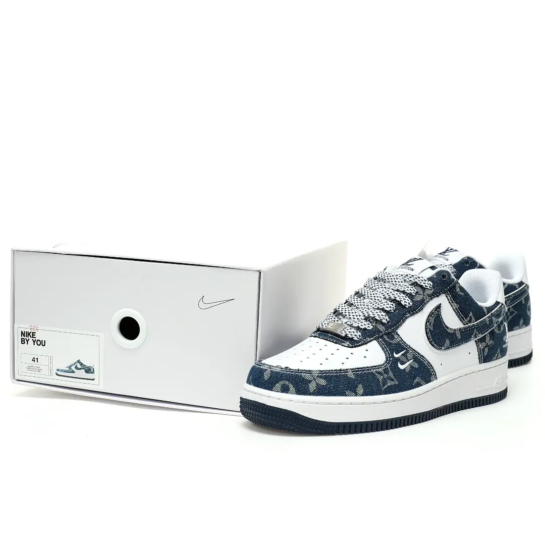 Nike Air Force 1 07 LV8 Low Dark Blue White LV Monogram - Image 9