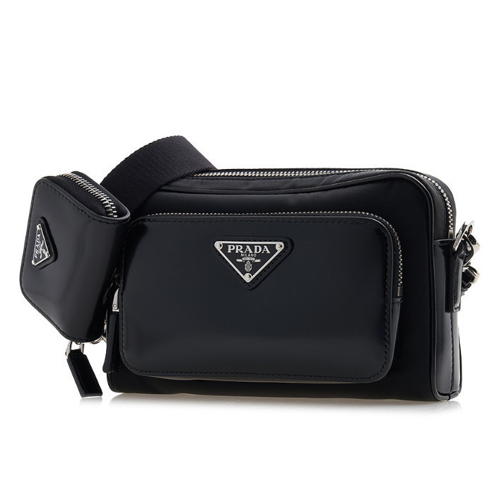 ♦PRADA♦Re-Nylon ブラッシュドレザークロスバッグ