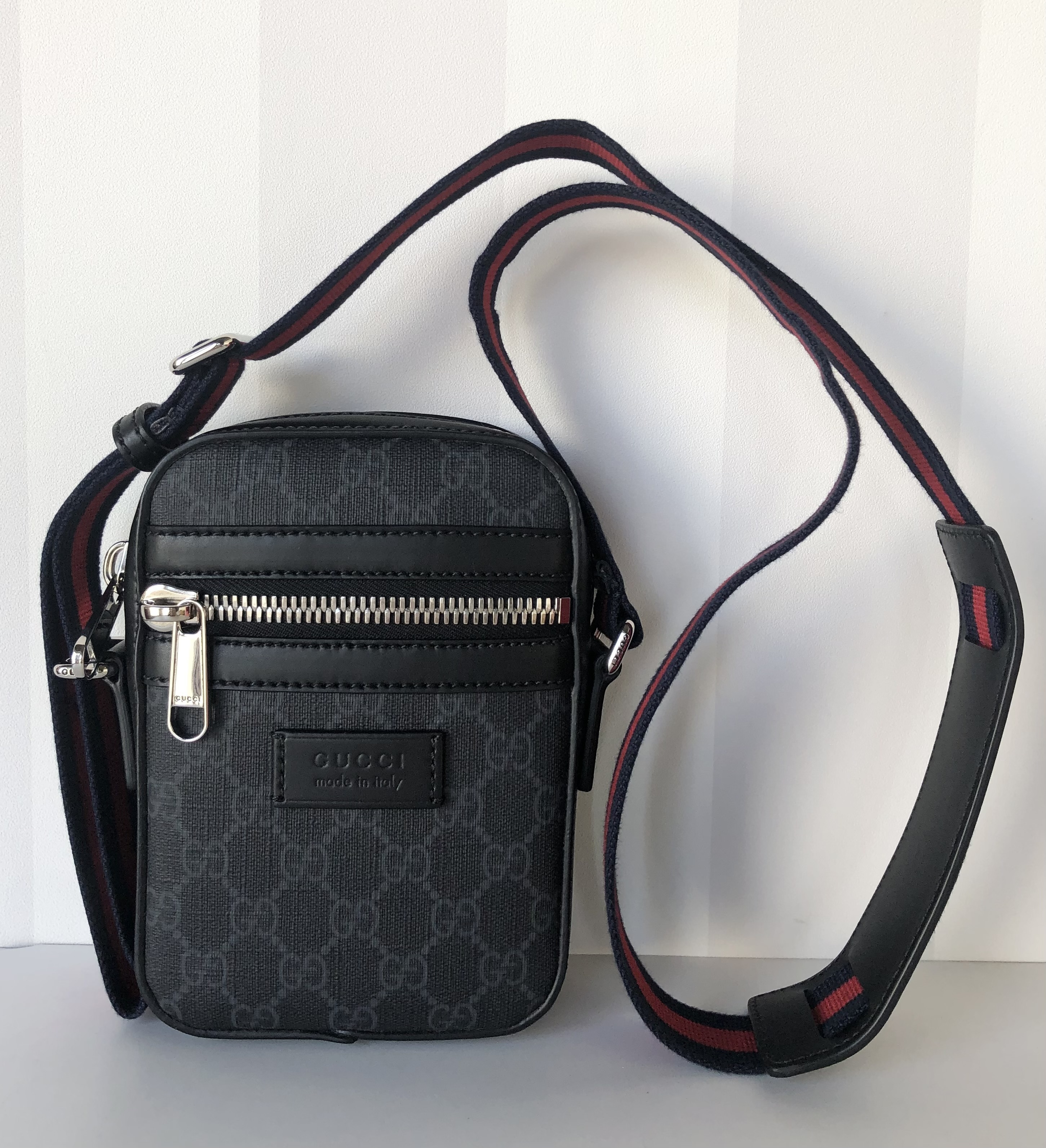 GUCCI◆グッチ GGブラック×GGスプリーム クロスボディーバッグ