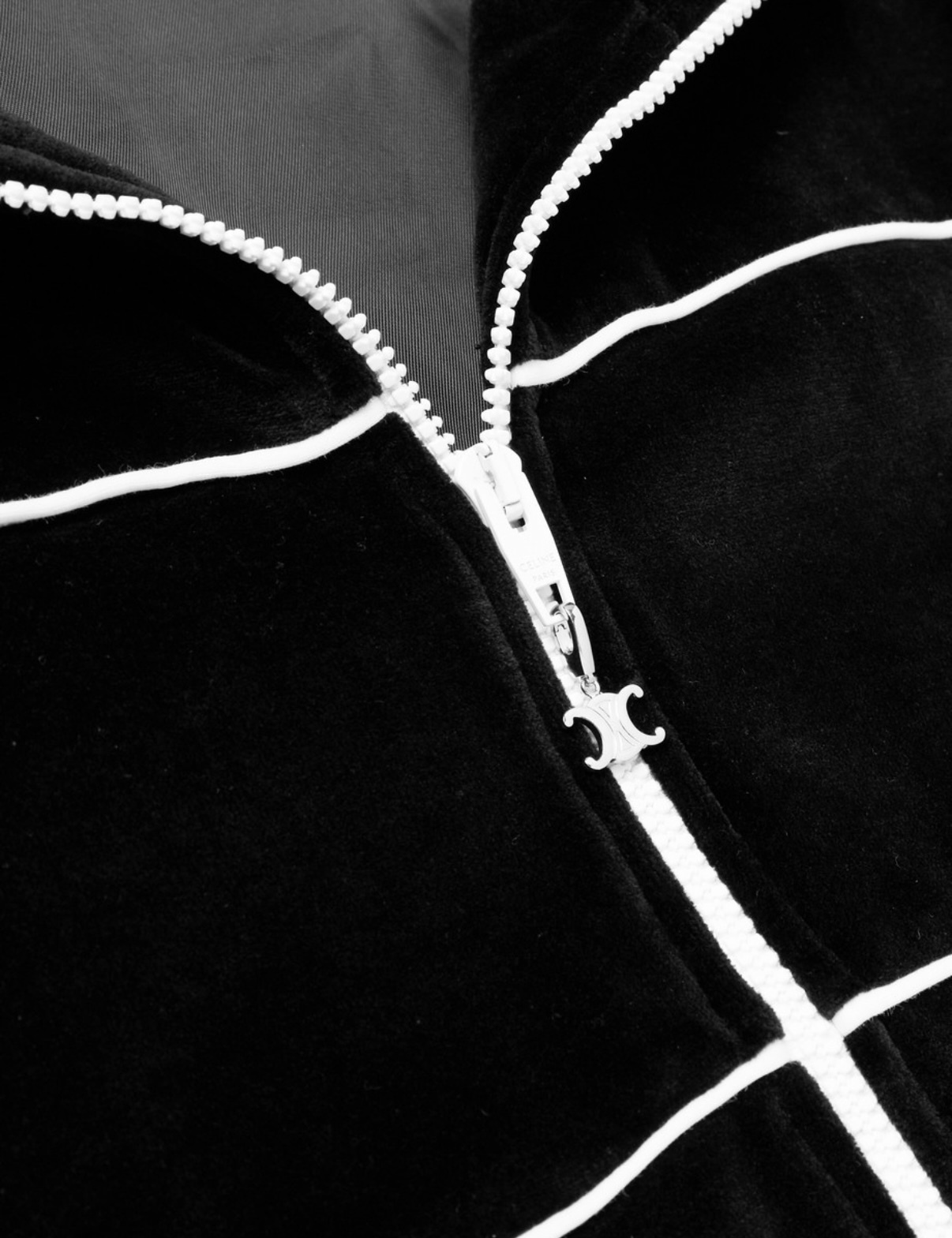 CELINE ロゴ刺繍 コットンブレンド ベロア トラックジャケット