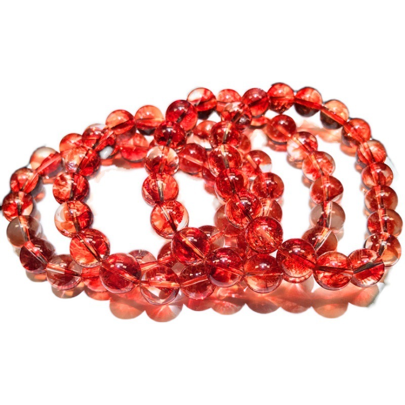 レッドフェニックスフェザークォーツクリスタルブレスレット 8/10/12mm