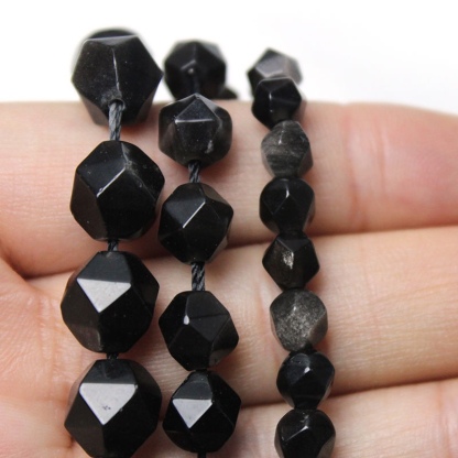 ダイヤモンドカット面シルバーオブシディアン