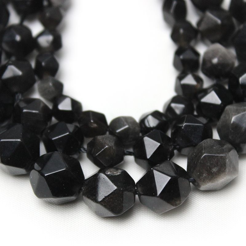ダイヤモンドカット面シルバーオブシディアン
